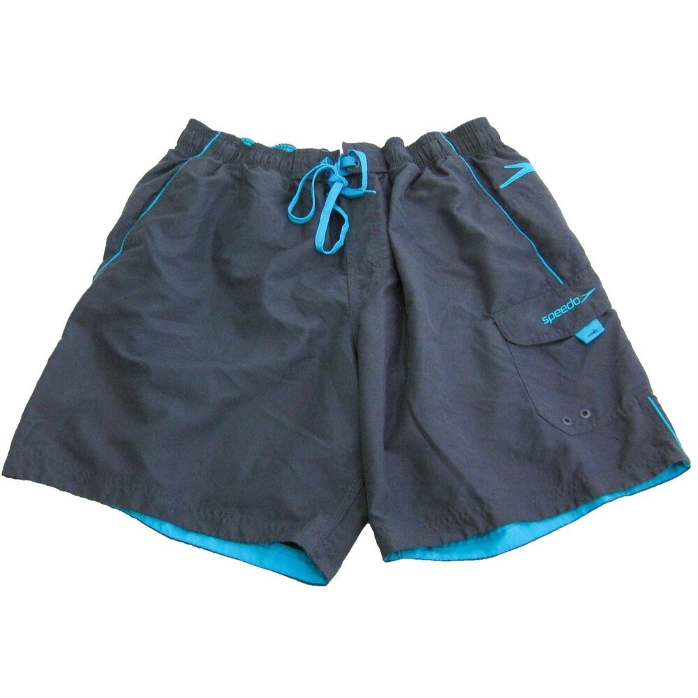 SPEEDO Men's (Size XL) Gray Blue Swimming Trunks Swim Suit Shorts Lined Swimwear